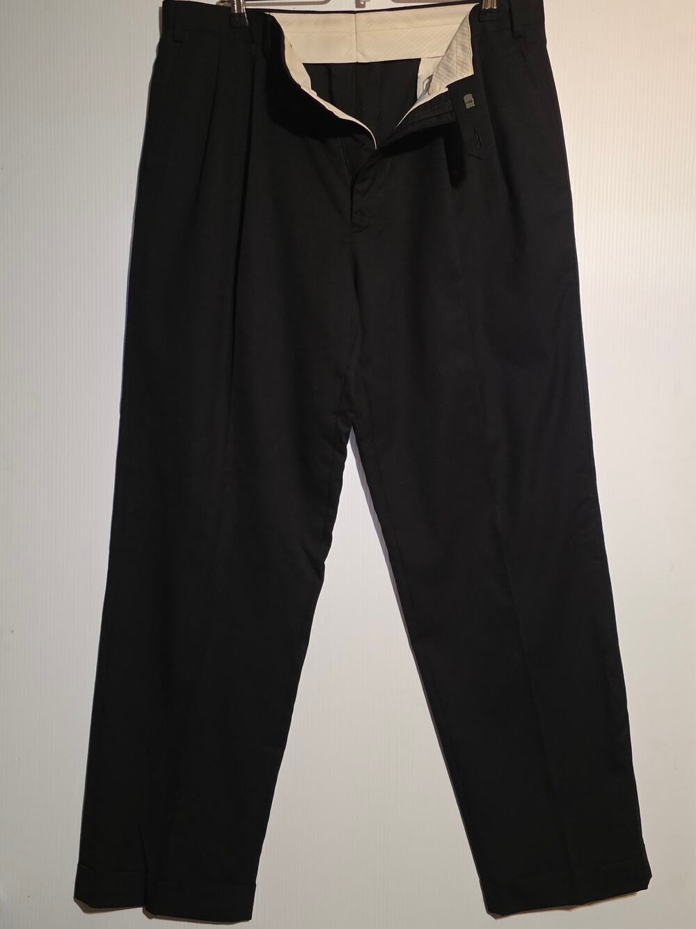 Lauren Ralph Lauren Black 100% Wool Dress Pants 36W x 32L Mens Pleated Trousers